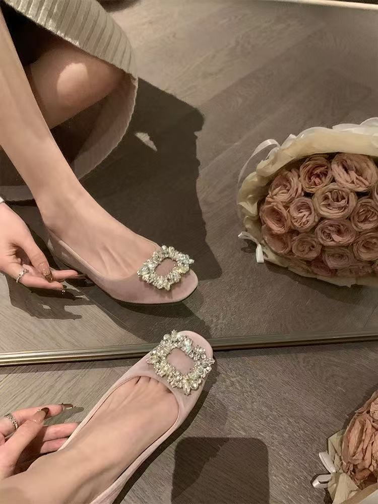 Bailarinas negras con adorno joya SHEII