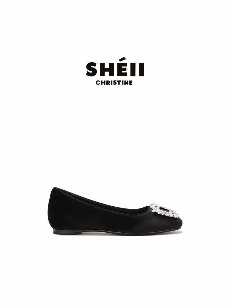 Bailarinas negras con adorno joya SHEII