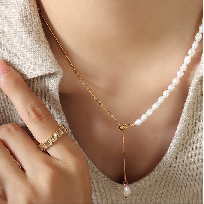 Collar con perla de agua dulce natural FP